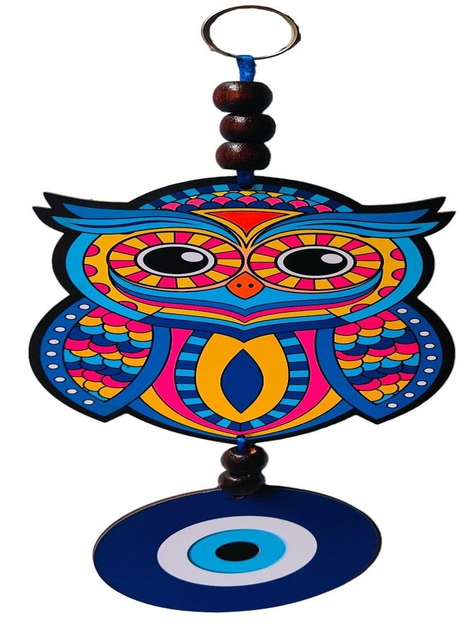 ART FLAUNTS Evil Eye Hanging for Home Entrance House Door Decoration Big Size Wooden MDF Lucky Owl Artwork House Wall Decor, Set of 2 - Image 4